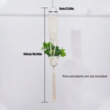 1 件花盆网袋，手工编织花园花盆网袋，棉绳悬挂花盆篮 - 米色 - 查看 12