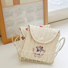 1 pieza Mini Bolsa de maquillaje para lápices labiales delgada Bolsa de almacenamiento de cosméticos de conejo de dibujos animados para viajes - Multicolor - Ver 5