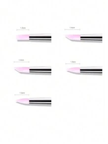 5支装硅胶美甲雕刻笔，空心凝胶雕塑笔，粉色美甲雕塑笔，DIY美甲工具配件 - 粉色 - 查看 3