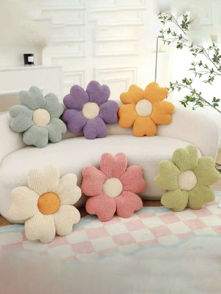 1 个 5 瓣花形靠垫/枕头，50 厘米/19.7 英寸，6 种颜色可选，适合圣诞节、母亲节、新年、情人节或复活节礼物，非常适合在节日装饰房间、卧室、床、沙发、窗台、地板、家庭、办公室、汽车或户外。 - 彩色 - 查看 1