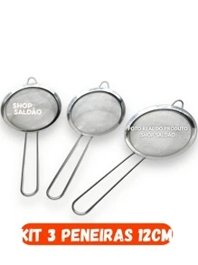 Kit 3 Kitchen Sieve 12cm In Stainless Steel Multipurpose Household Sieves - Acero inoxidable - Ver 2