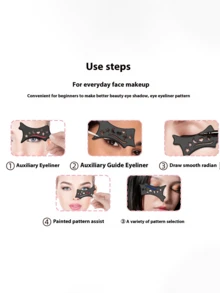 1pc Makeup Hollow Pattern Eyeliner Stencil, Matte Highlighter Brow Card Makeup Silicone Eyeshadow Tool - Multicolor - View 5