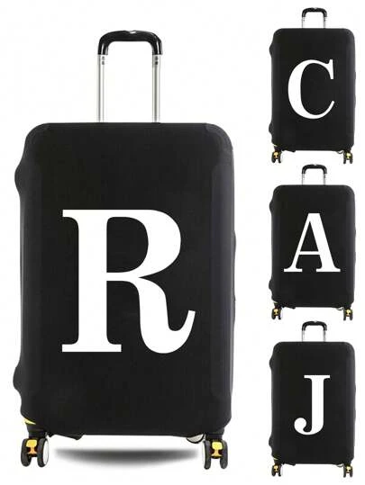 Luggage Cover Travel Case Cover For 18 To 32 Inch Luggage Protector Cases For Men Women Outdoor Holiday Travel Essentials Accessories Polyester Suitcase Elastic Dust Covers Fashion Initial Name A To Z Letter Print Bag For School School Accessories School Stuff