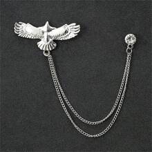 1 peça Broche em forma de ave de rapina feroz (morcego, lobo, águia) em estilo retrô dourado/prateado para terno masculino