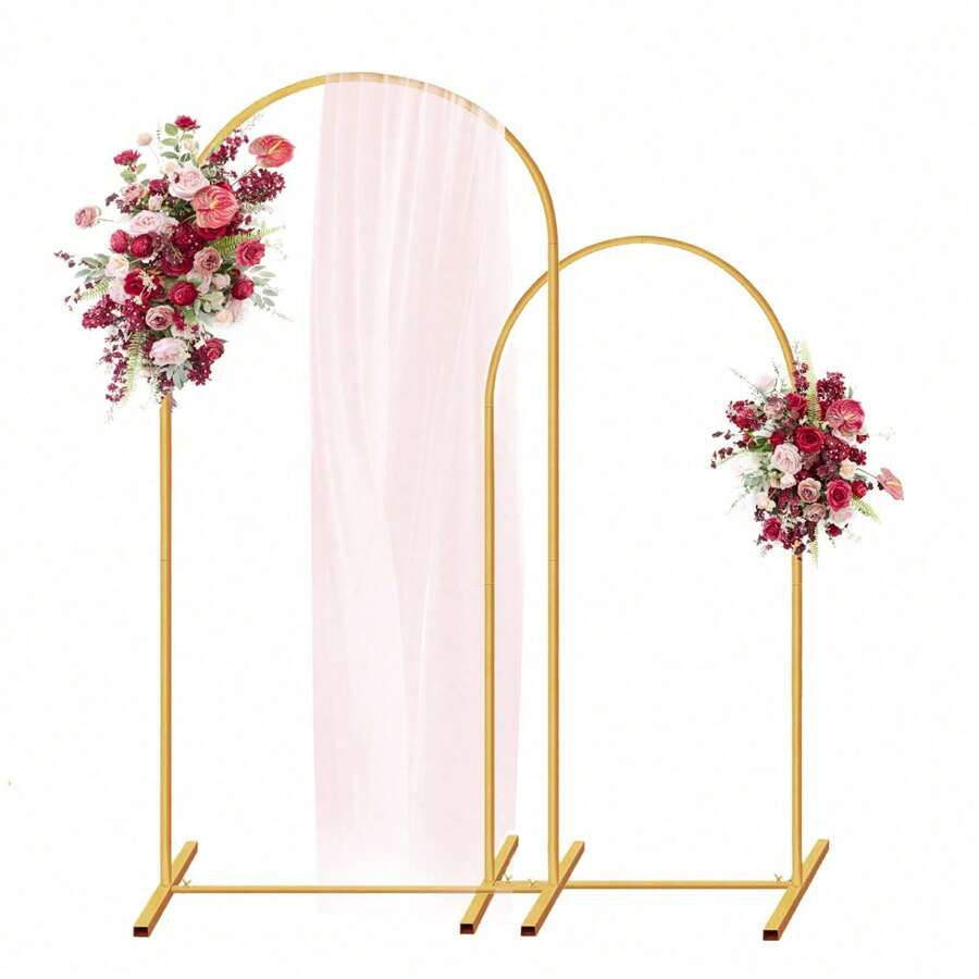 2-Piece Set Of Metal Arch Backrest Brackets, Wedding Arch Brackets, Gold Backrest Arch Brackets, Wedding Arch Frames, Birthday Parties, Baby Showers, Garden Arch Decorations - 金色 - 查看 1