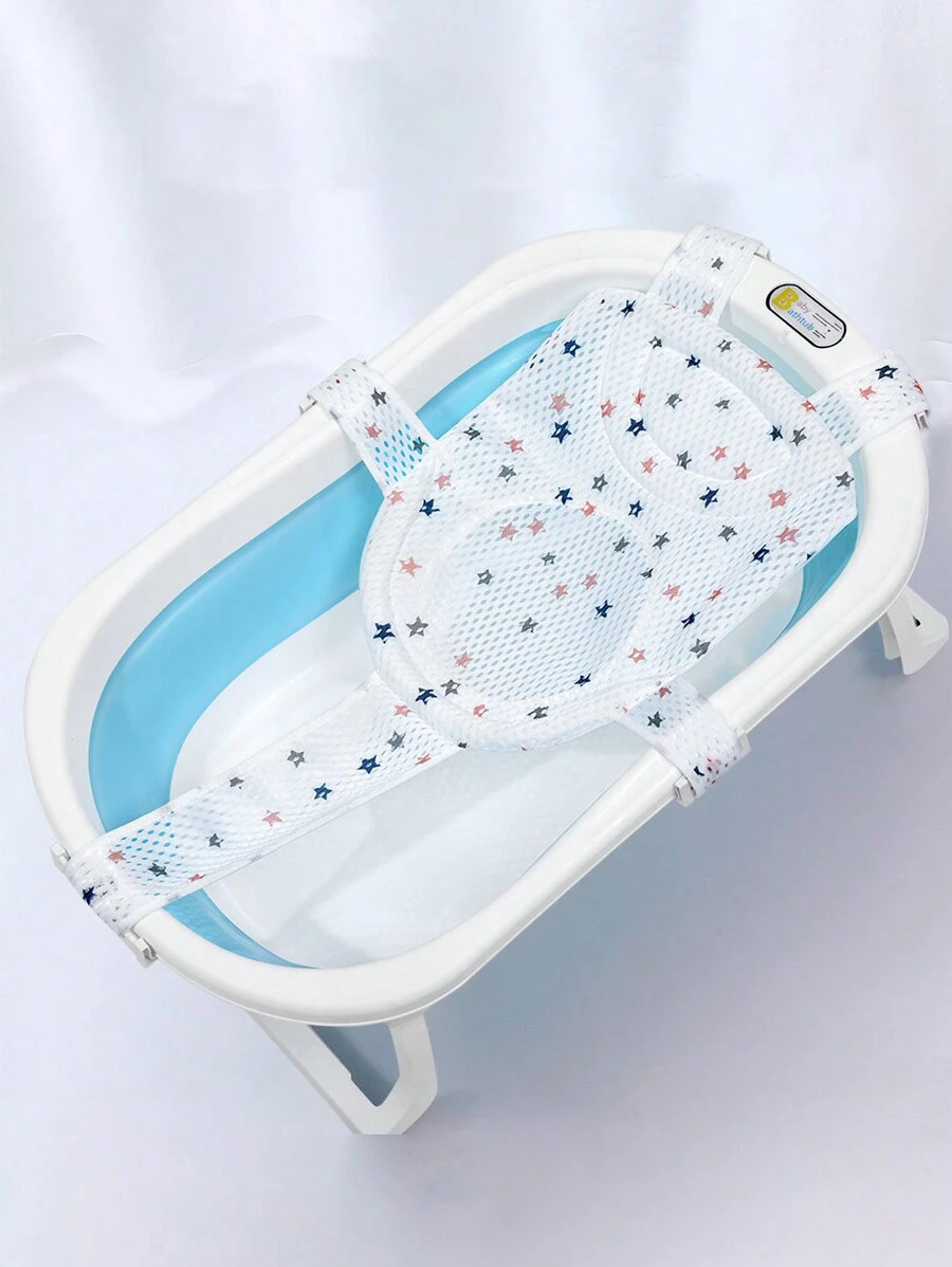 1pc Baby Bath Net, Floating Foam Bath Mat With 5 Connectors, Universal Fit For Baby Bathtub, Random Color - White - View 1