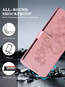 GLANDOTU PU Leather Plain Embossed Mobile Phone Case With Card Slot Wallet Design Suitable For Multiple Mobile Phone Brands And Models Waterproof Shockproof Anti-Fall Scratch Resistant Full Cover