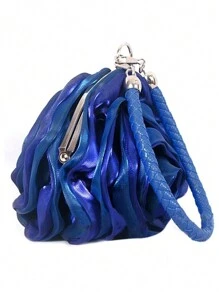 Rose Flower Design Handbag, Versatile Evening Clutch Suitable For Women's Daily And Party Use Valentines - Royal Blue - View 3