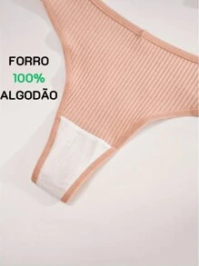 Kit 5 Calcinha Fio Dental Canelada Premium - Multicolorido - Visão 2