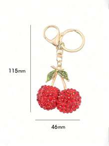 1pc Adorable  Cherry Keychain Fluffy Plush Cute Cherry Backpack Charm Fashion Elegance Decoration Keychain Bag Pendant Ornaments,With Metal Hanging Clasp, Small And Lightweight, Easy To Carry Around, Easy To Hang, Can Be Easily Hung On Car Keys, Handbags, Backpacks, Wallets And Other Items, Perfect For Any Occasion Such As Dating, Wedding, Shopping, Office, Car, Home, Etc. Is An Ideal Gift Choice, Give It To Friends, Wives, Family, Classmates, Ladies And Girls On Birthdays, Holidays Or Parties. - Multicolor - View 3