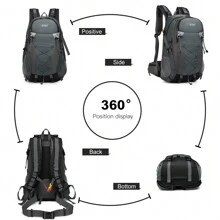 40L Outdoor Hiking Backpack Waterproof Lightweight Multi-Functional With Rain Cover For Climbing Traveling Trekking Suitable For Men & Women - Grey - View 2