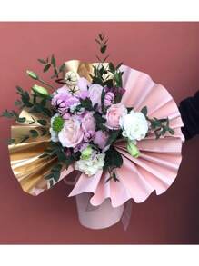 20 Hojas De Papel Coreano Para Ramos Bouquet Floral Bicolor, floral impermeable doble cara bicolor para manualidades envoltura de flores decoración fiesta papel premium para ramos bouquet ornamentos de mesa eventos - Rosa - Ver 5