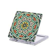 1pc/Set DIY Mandala Diamond Art Mirror Compact PU Leather Cover Portable Folding Diamond Art Painting Compact Mirror For Women Flowers Diamond Painting Mirror Kits For Adults - Multicolor - View 9