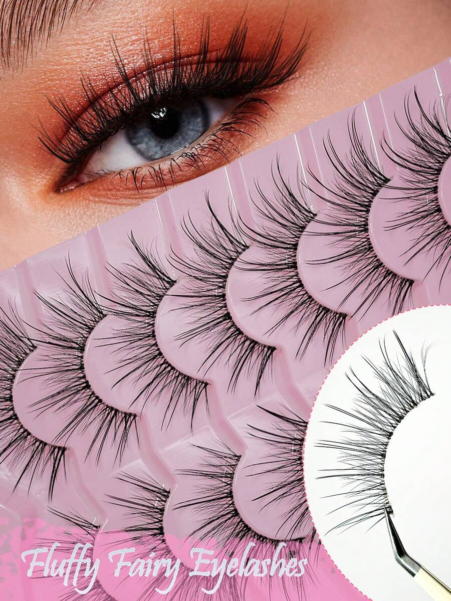 7對仙女睫毛貓眼民間十字假睫毛18mm長超乎想像的加長效果，適用於日常生活婚禮派對和會議日常工作會議自然假睫毛舒適配戴 - 眼尾拉長款 - 查看 1