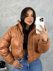 Women Down Coats - 駝色 - 查看 2