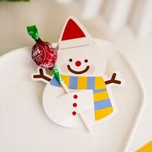 1 set de 25 piezas de tarjetas de papel con forma de paleta, con diseños de Papá Noel, muñeco de nieve, hombre de jengibre y paleta, apropiadas para la decoración del hogar, hotel, restaurante y como regalo de Navidad - Navidad - Ver 5