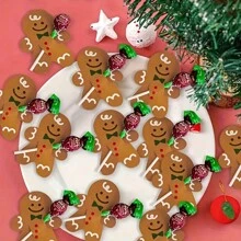 1 set de 25 piezas de tarjetas de papel con forma de paleta, con diseños de Papá Noel, muñeco de nieve, hombre de jengibre y paleta, apropiadas para la decoración del hogar, hotel, restaurante y como regalo de Navidad - Navidad - Ver 4