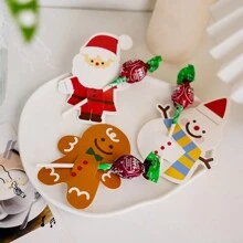 1 set de 25 piezas de tarjetas de papel con forma de paleta, con diseños de Papá Noel, muñeco de nieve, hombre de jengibre y paleta, apropiadas para la decoración del hogar, hotel, restaurante y como regalo de Navidad - Navidad - Ver 1