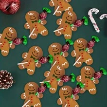 1 set de 25 piezas de tarjetas de papel con forma de paleta, con diseños de Papá Noel, muñeco de nieve, hombre de jengibre y paleta, apropiadas para la decoración del hogar, hotel, restaurante y como regalo de Navidad - Navidad - Ver 6