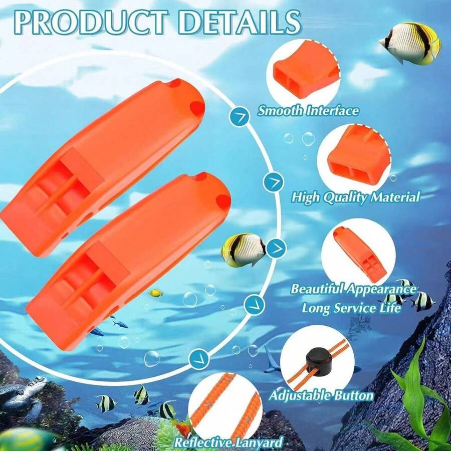 4pcsEmergency Whistle With Adjustable Lanyard, Loud Plastic Whistles