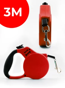 1 Pieza Correa Retráctil Para Mascotas, Correa Para Perros Extensible Automatizada, Correa Para Mascotas Con Estampado De Hueso Para Caminar Perros Y Gatos, Con Distancia Ajustable - Rojo - Ver 3