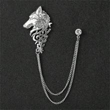 1 peça Broche em forma de ave de rapina feroz (morcego, lobo, águia) em estilo retrô dourado/prateado para terno masculino