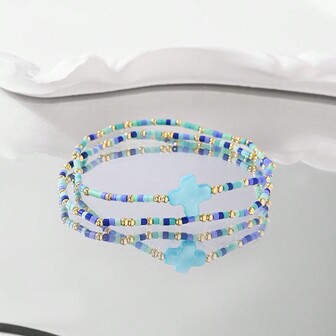 Ocean Minimalist Copper Bead Mixed Color Domestic Rice Bead Summer Bracelet Jewelry, Suitable For Vacation Wear, Daily Wear, Gifts