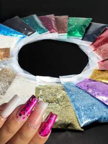 10克混合色六边形粗闪粉，适用于凝胶指甲油、环氧树脂和其他DIY美甲配件 - 彩色 - 查看 5