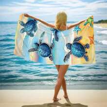 1pc Printed Quick-Dry Sea Turtle Pattern Beach Towel, Suitable For Swimming, Bath, Hotel