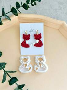 2pcs Fox Animal Polymer Clay Cutters, Fall Clay Cutters Set, Halloween Polymer Clay Cutter For Earring Making, Jewelry Pendant DIY Handmade Tools, Polymer Clay Supply - White - View 5