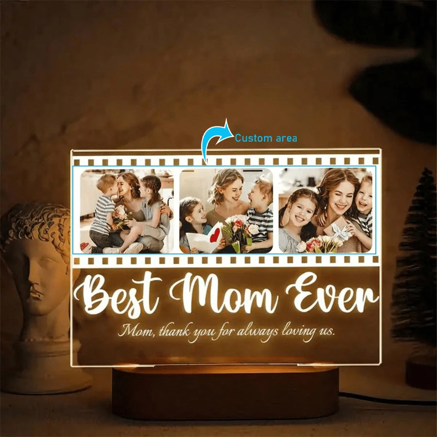 Customized Light Up Plaque For The Best Mom, Unique Picture Frames With Night Light, Personalized Acrylic Plaque With Photo, Birthday Presents For Mom, Gifts For The Best Mom Ever Graduation - Multicolor - View 1