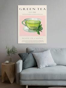 1入組無框帆布牆藝海報，經典綠茶杯插圖，適用於廚房、餐廳或茶座裝飾，為任何空間增添優雅和寧靜的氛圍 - 彩色 - 查看 4