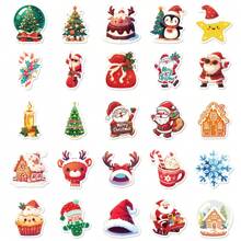 50入組聖誕老人防水DIY創意貼紙，適用於筆記型電腦、桌上型電腦、手機、平板電腦、吉他、桌面、杯子、旅行、摩托車、汽車等配件上貼 - 彩色 - 查看 8