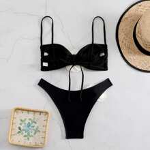 Traje de baño bikini para mujer - Negro - Ver 2