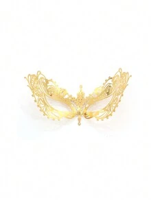 波西米亚风金色金属小尖头面具，适合女士，用于舞会、酒吧、万圣节服装配饰 - 金色 - 查看 4