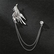 1 peça Broche em forma de ave de rapina feroz (morcego, lobo, águia) em estilo retrô dourado/prateado para terno masculino