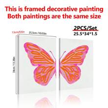 2 SZTUK/ZESTAW Styl Płótno Wall Art Łatwe do powieszenia Różowy motyl Wall Art Canvas Wystrój wnętrz Plakat na ścianę Estetyczny plakat Akwarela Motyl Art Różowy Modny wystrój wnętrz Dziewczyna Plakat na ścianę Estetyczny druk artystyczny (w ramce)