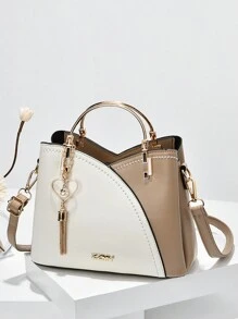 彩色单肩包，时尚心形金属流苏装饰斜挎包，女士手提钱包，史上最佳母亲节礼物