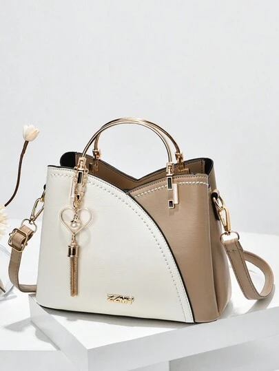 彩色单肩包，时尚心形金属流苏装饰斜挎包，女士手提钱包，史上最佳母亲节礼物