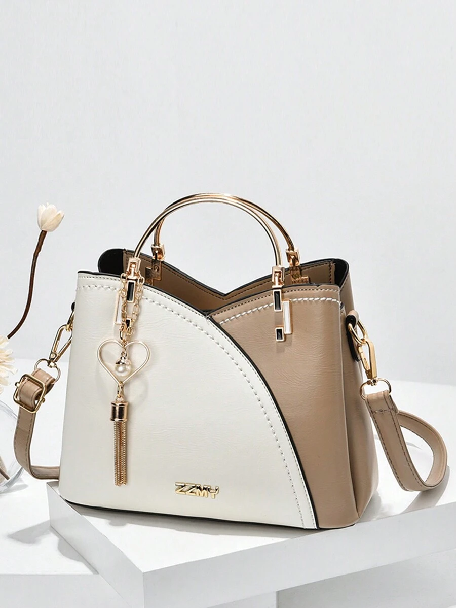 彩色单肩包，时尚心形金属流苏装饰斜挎包，女士手提钱包，史上最佳母亲节礼物