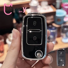 Key Fob Shell Case Cover For VW Jetta Passat Beetle Rabbit GTI CC EOS Amarok Golf 4 5 6 MK4 Polo MK7 Smart Key Protector Holder Car Accessories Bag Charm