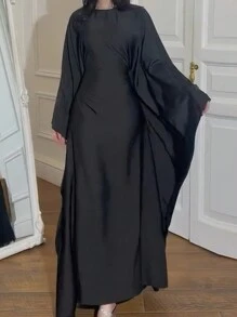 1pc Women Full Length Solid Color Elegant Robe, Turkish Arabian Style Dress For Party, Gathering And Daily Wear - Abaya - View 10