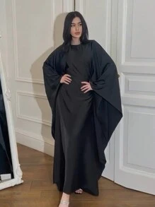 1pc Women Full Length Solid Color Elegant Robe, Turkish Arabian Style Dress For Party, Gathering And Daily Wear - Abaya - View 7