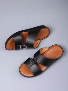 全新休闲时尚轻便男士加大码厚底凉鞋，防滑耐磨软底