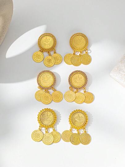 1pair Gold Plated Kurd Turkish Bridal Dress Brooch Pin, Women's Luxurious Jewelry