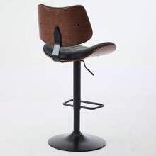 Bar Stools Mid Century Modern Adjustable Counter Height Black Leather Upholstered 360°Swivel Bar Chairs For Kitchen Island/Dining Room/Cafe, 1 Chair/1carton - 黑色 - 查看 5