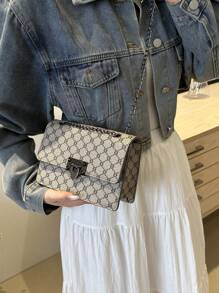 女士时尚奢华通勤斜挎包，翻盖单肩包，适合约会、购物、送礼、郊游 - 卡其色 - 查看 3