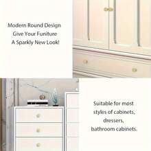 12入組/盒金色圓形櫥櫃把手附螺絲，適用於梳妝台抽屜、櫥櫃、辦公桌抽屜和櫥門 - 金色 - 查看 5