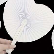 10 piezas Abanicos plegables de papel con forma de corazón blanco para bodas, viajes, Día de San Valentín - Blanco - Ver 6