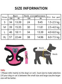 1 peça coleira peitoral para cães/gatos, coleira para caminhada ao ar livre, roupas, corda de tração anti-puxão, comprimento 120 cm/47,24 pol.